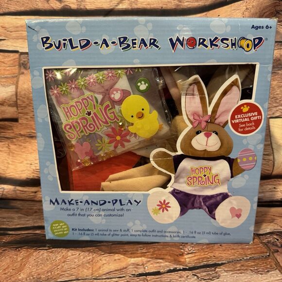 Build-A-Bear Hoppy Spring Mocha Bunny Make & Play Kit #63515 Plush NO CLOTHES - Picture 2 of 7